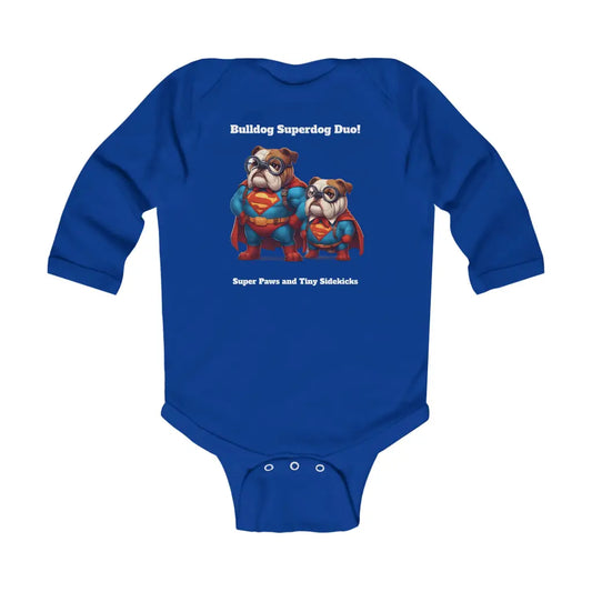 Superhero Bulldogs Infant Long Sleeve Bodysuit - Royal / NB