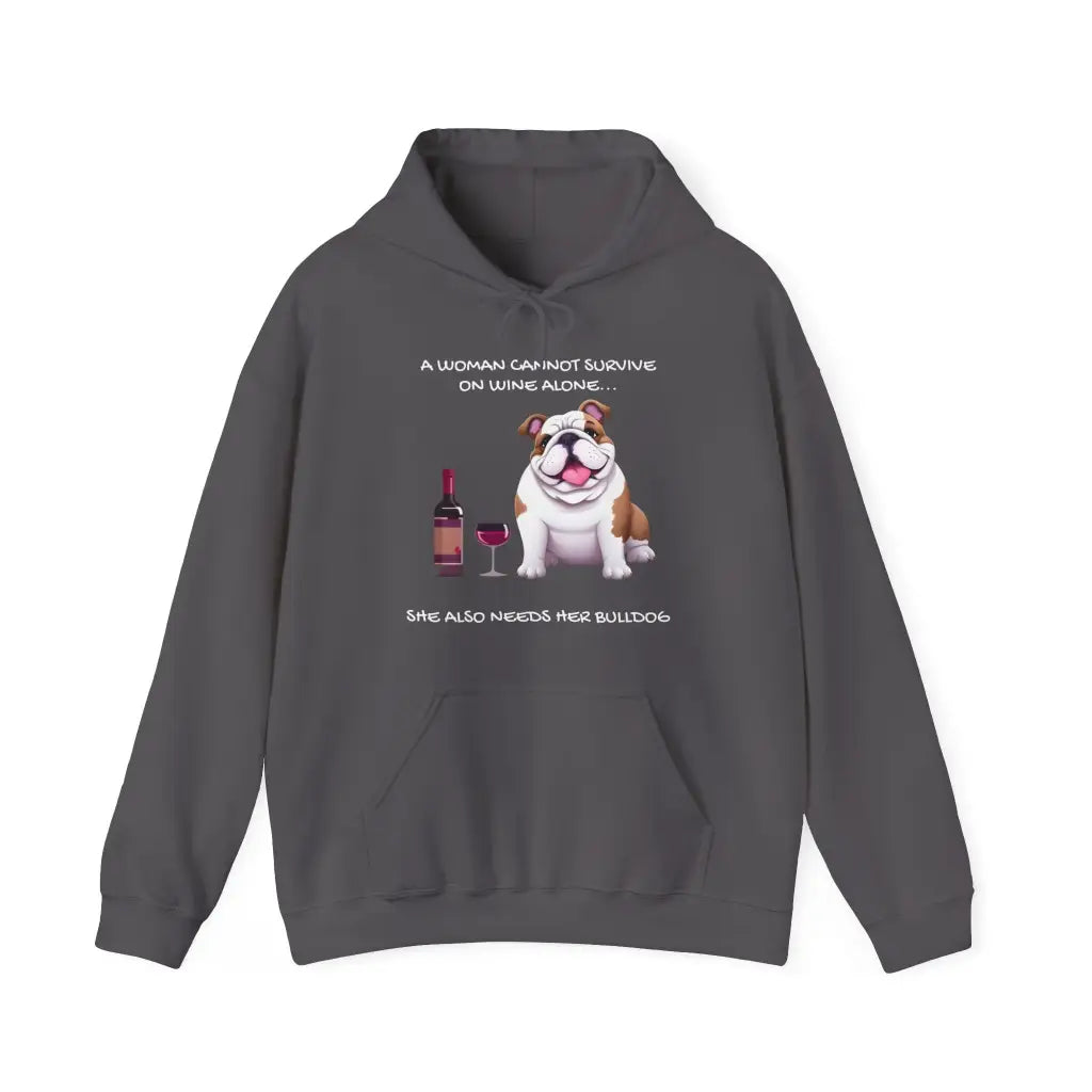 Wine & Wagging Tails Hoodie - Charcoal / S