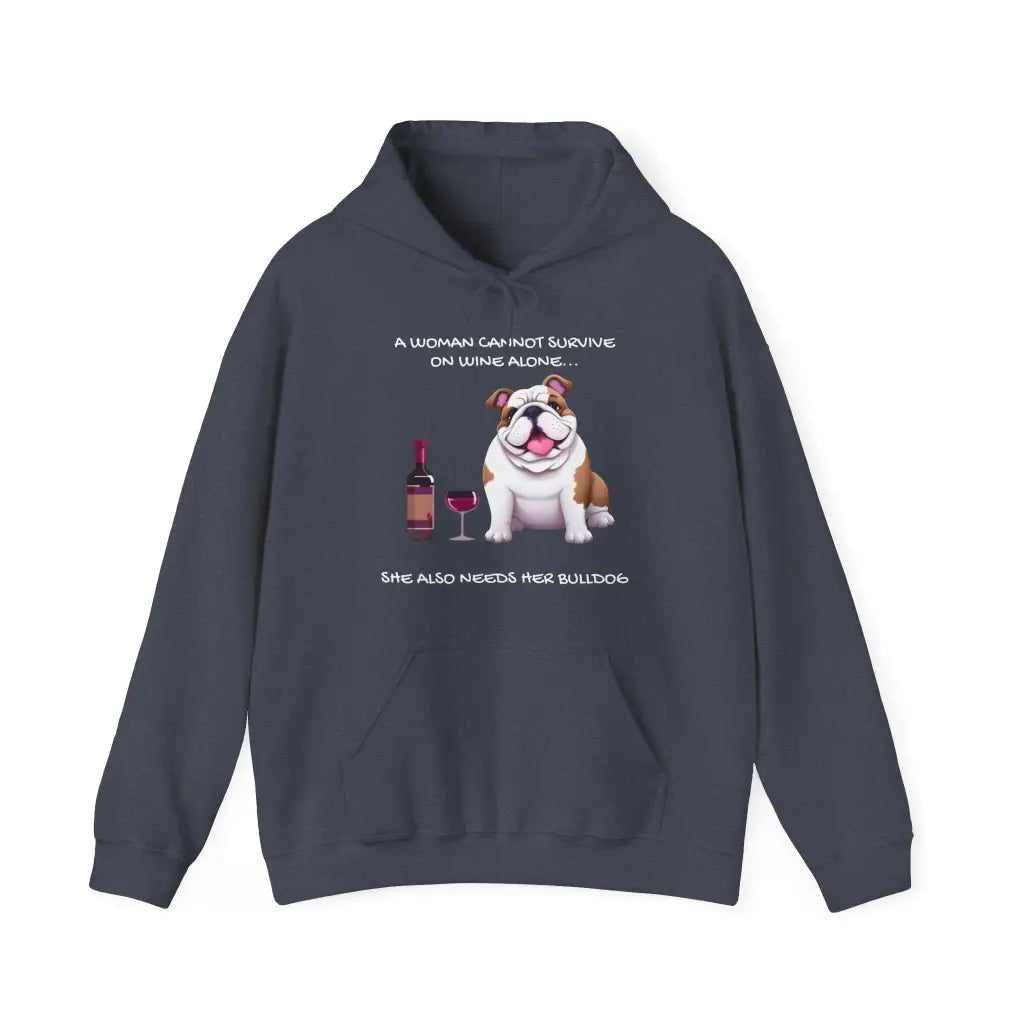 Wine & Wagging Tails Hoodie - Heather Navy / S