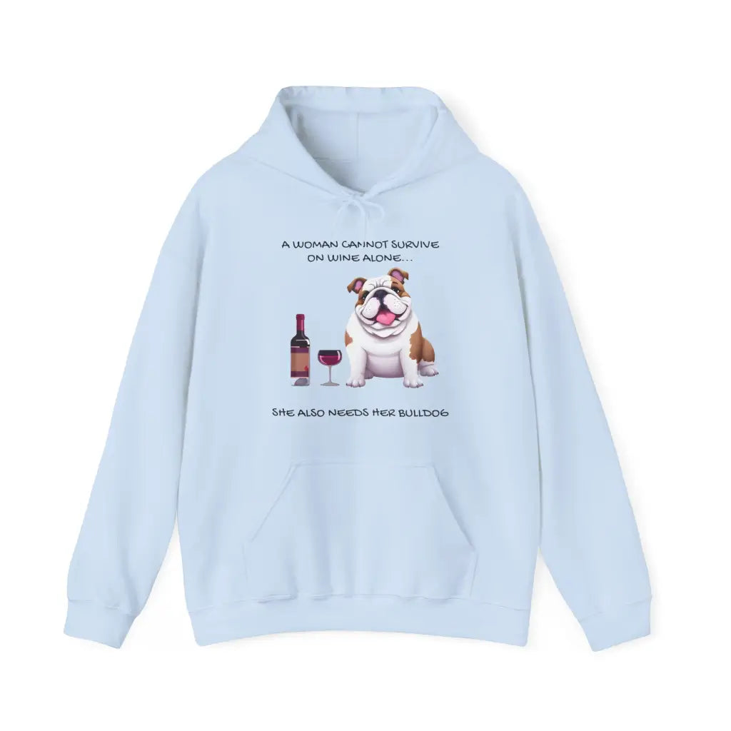 Wine & Wagging Tails Hoodie - Light Blue / S