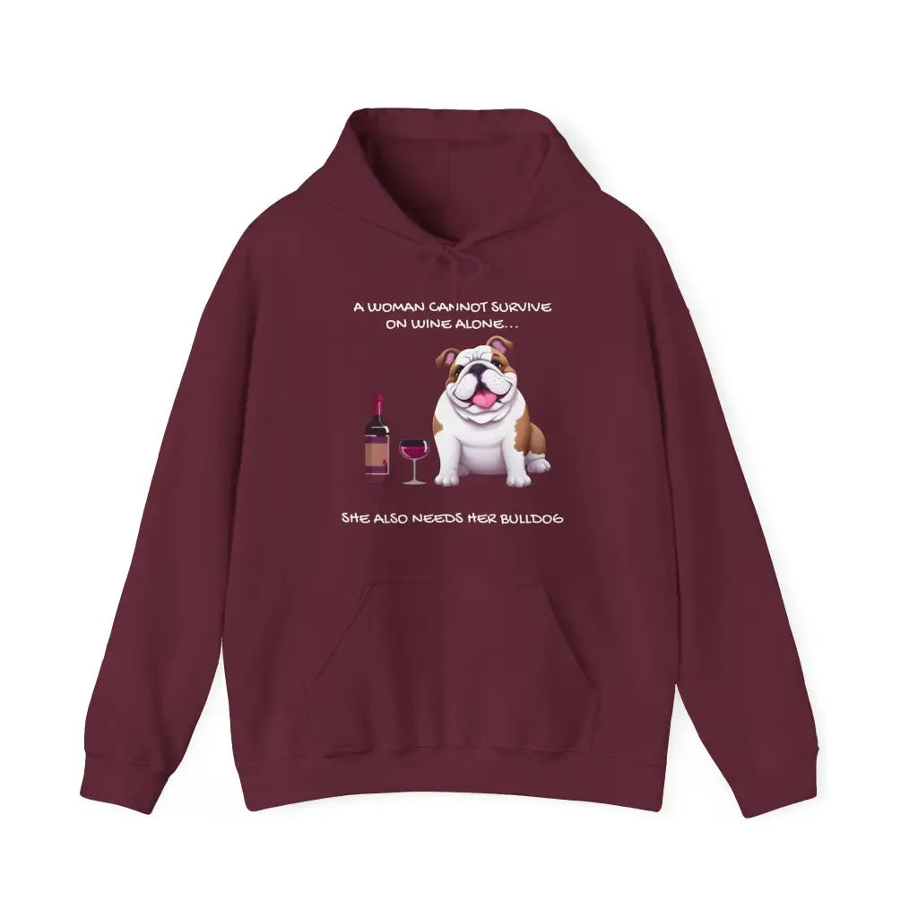 Wine & Wagging Tails Hoodie - Maroon / S